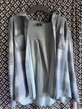 Women’s Flannel Shacket in Faded Blue-Grey